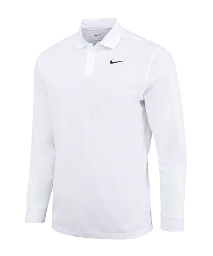 Nike Dri FIT Victory solid long sleeve polo NK354 - White Black - Customisable Polos