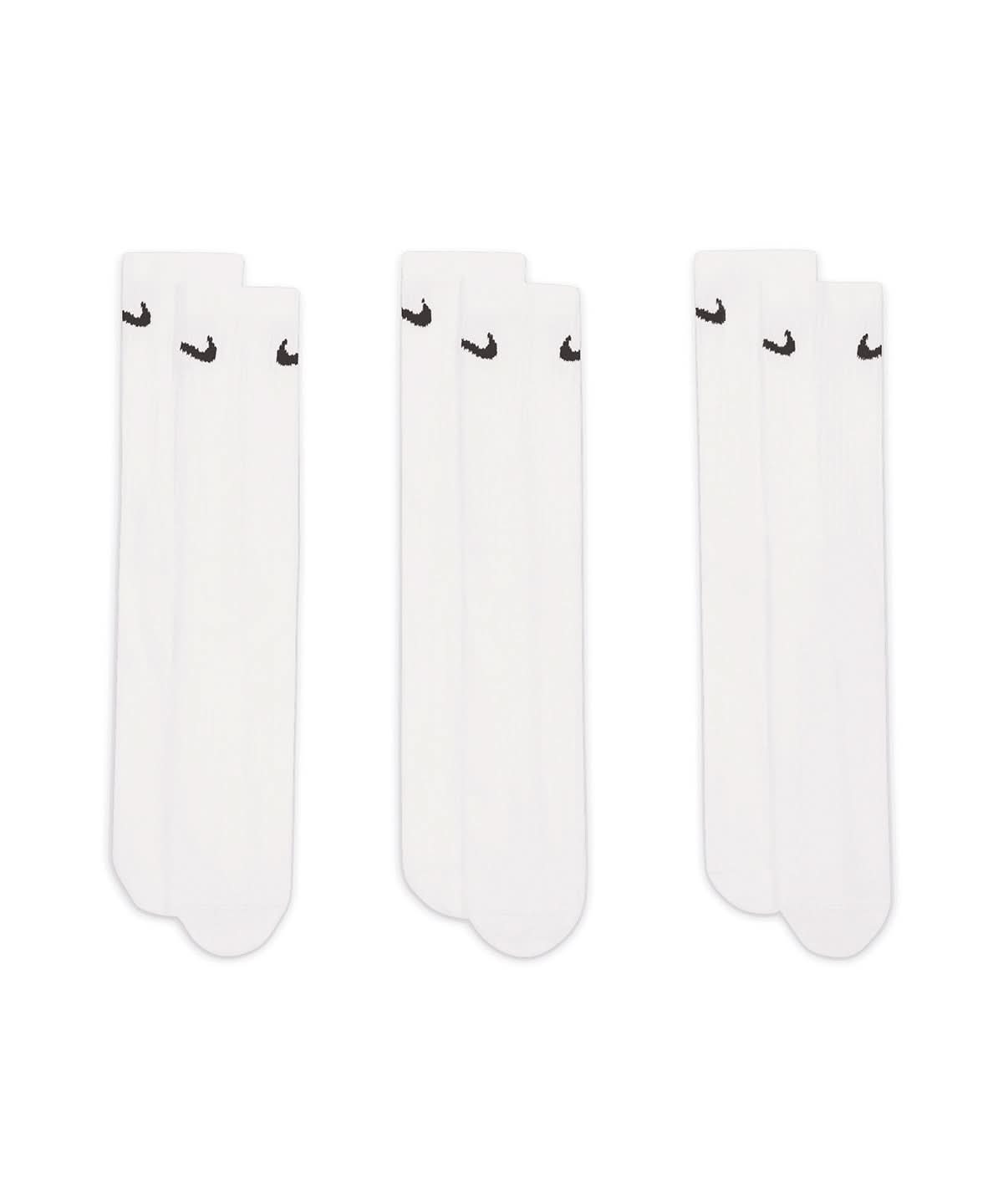 Nike everyday crew socks 3 pairs NK359 - White Black - Customisable Socks