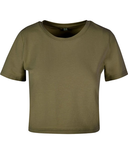 New Morning Studios Womens cropped tee NM006 - Olive - Customisable T-Shirts