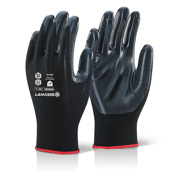 Beeswift Nite Star Gloves - Black - Customisable Nitrile