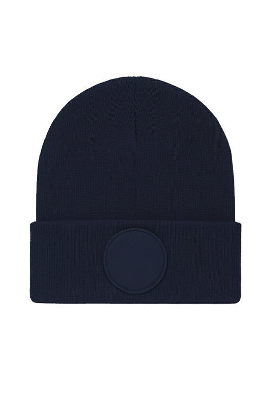 Circular Patch Beanie - UC412 - Navy One - Customisable HEADWEAR