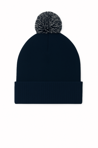 Pom Pom Beanie - UC413 - Navy Light Grey One - Customisable HEADWEAR
