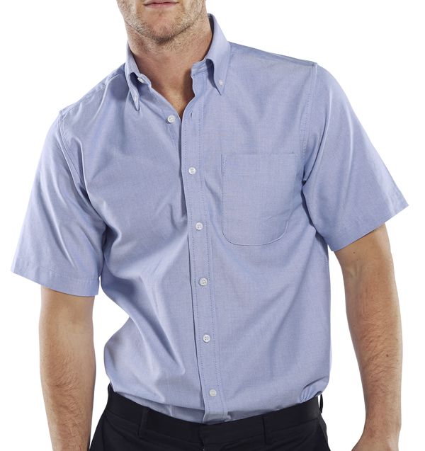 Beeswift Oxford Shirt Short Sleeve - Blue - Customisable Shirts