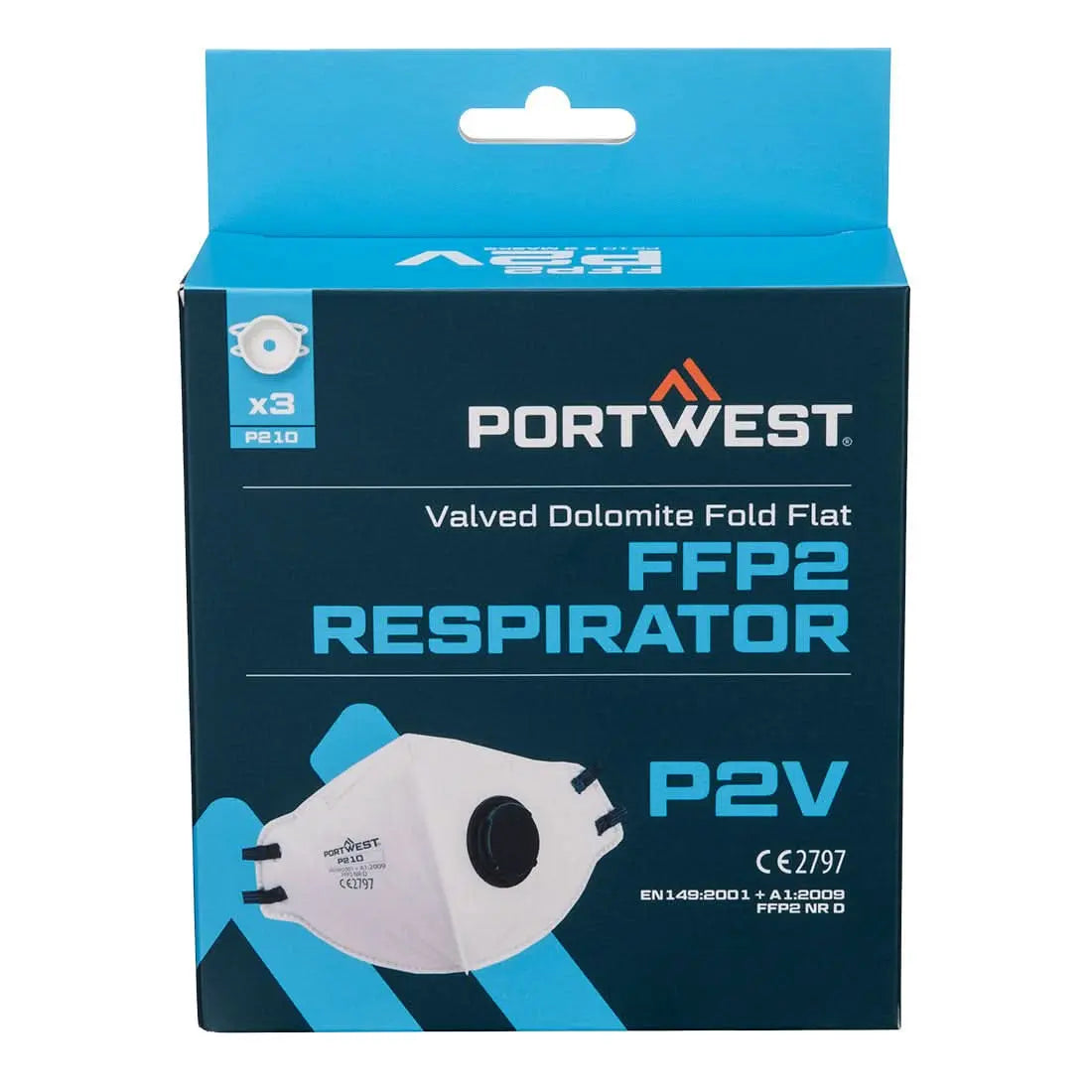 Ffp2 Valved Dolomite Fold Flat Respirator (Pk3) P210 - White - Customisable Disposable Respirators