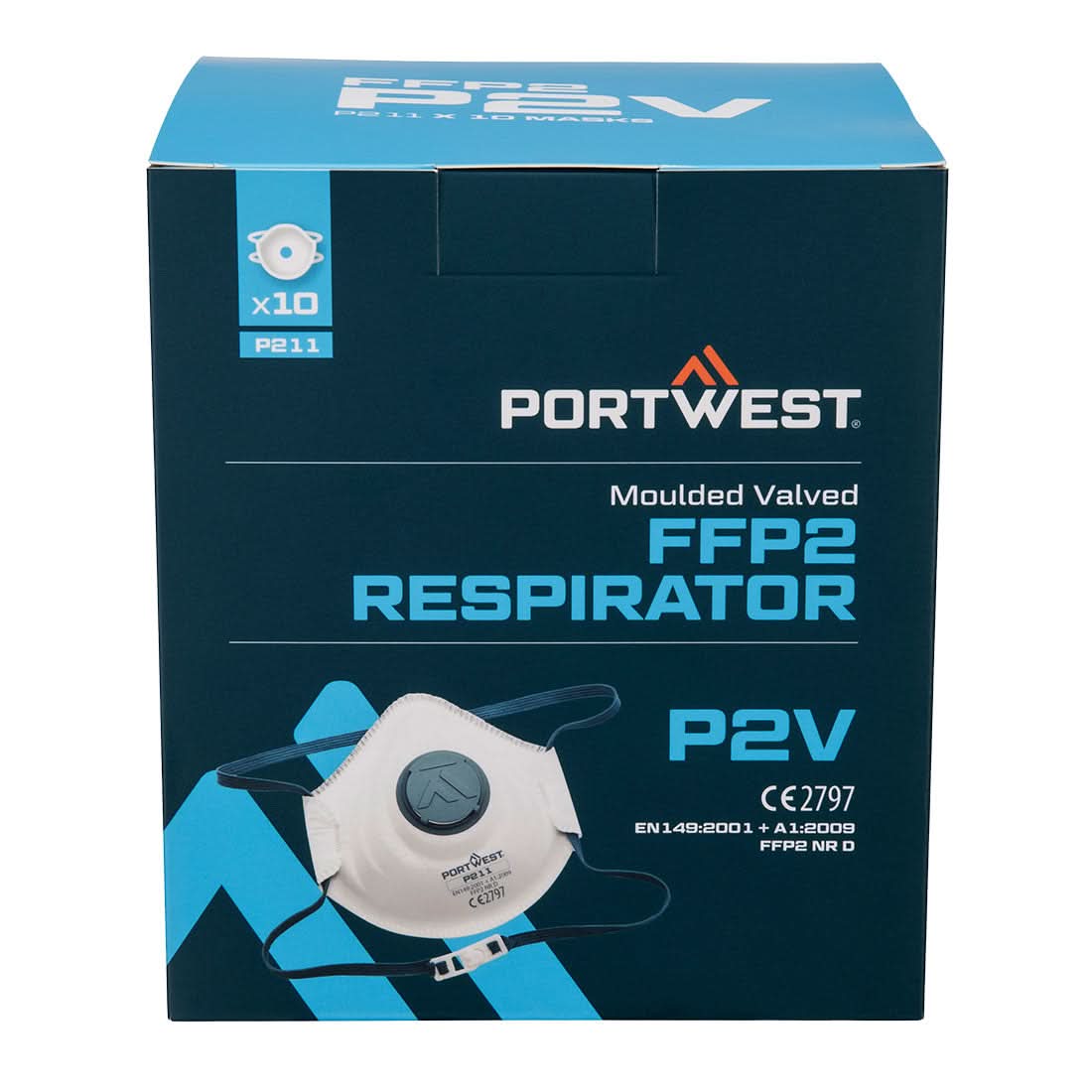 Portwest Moulded Ffp2 Valved Respirator Pk10 P211 - White - Customisable PPE