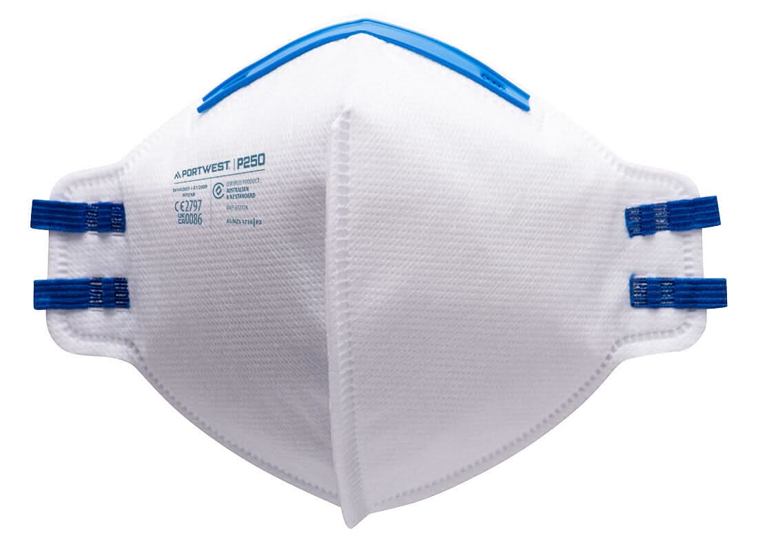 Portwest Ffp2 Fold Flat Respirator Pk20 P250 - White - Customisable PPE