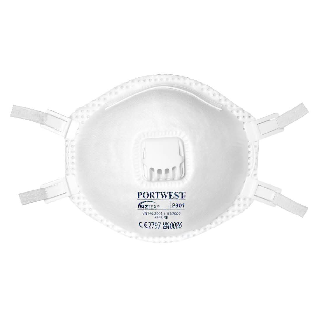 Portwest Ffp3 Valved Respirator Pk10 P301 - White - Customisable PPE