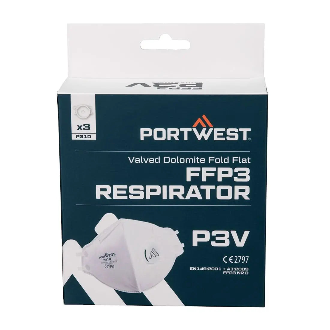 Ffp3 Valved Dolomite Fold Flat Respirator (Pk3) P310 - White OneSize - Customisable Disposable Respirators