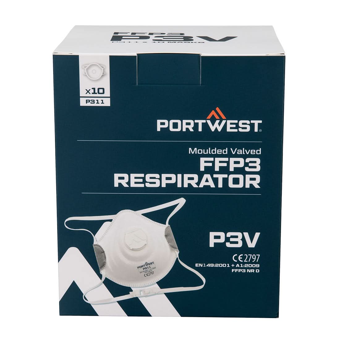 Portwest Moulded Ffp3 Valved Respirator Pk10 P311 - White - Customisable PPE