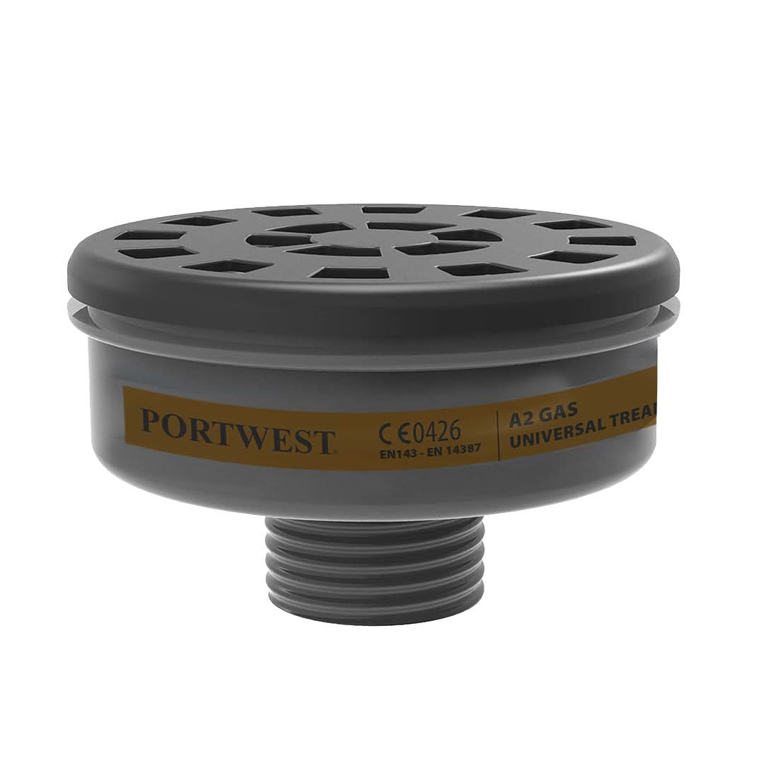 Portwest A2 Gas Filter Universal Thread Pk6 P906 - Black - Customisable PPE
