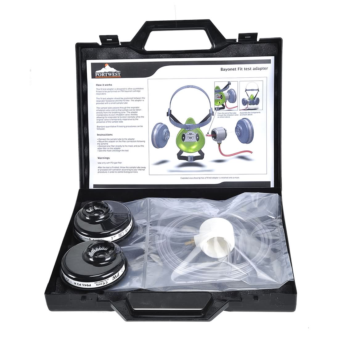 Portwest Bayonet Fit Test Adapter Kit P999 - Black - Customisable PPE
