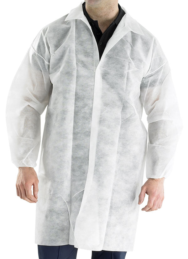 Beeswift Polyprop Disposable Visitors Coat - White - Customisable Coveralls