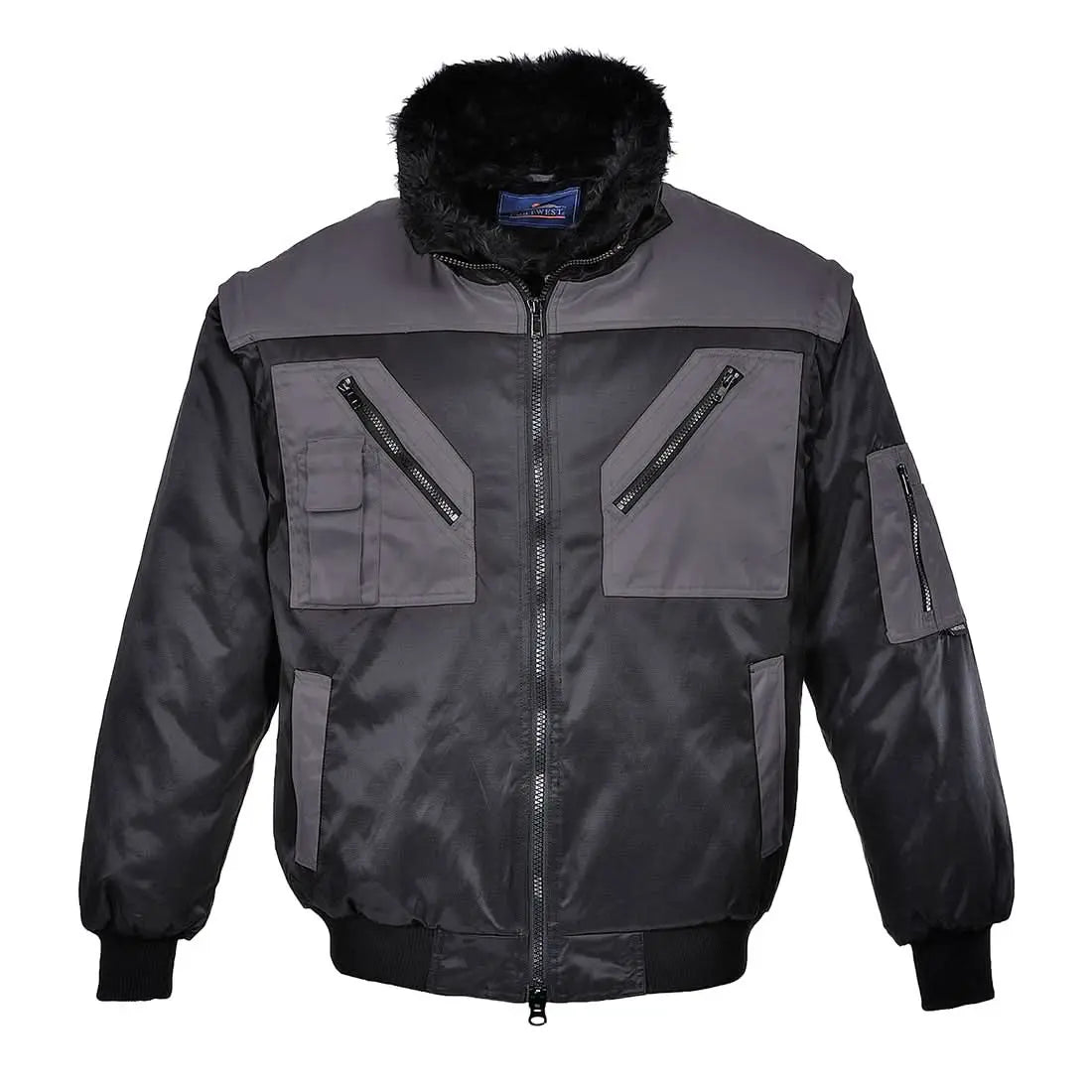 Two Tone Pilot Jacket Pj20 - Black Grey - Customisable Insulated Jackets