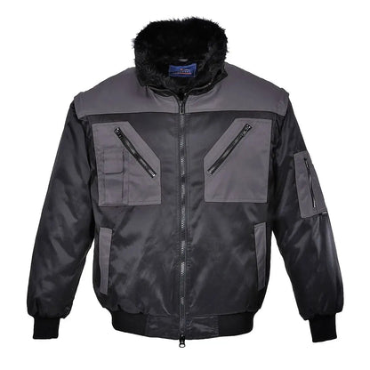 Two Tone Pilot Jacket Pj20 - Black Grey - Customisable Insulated Jackets
