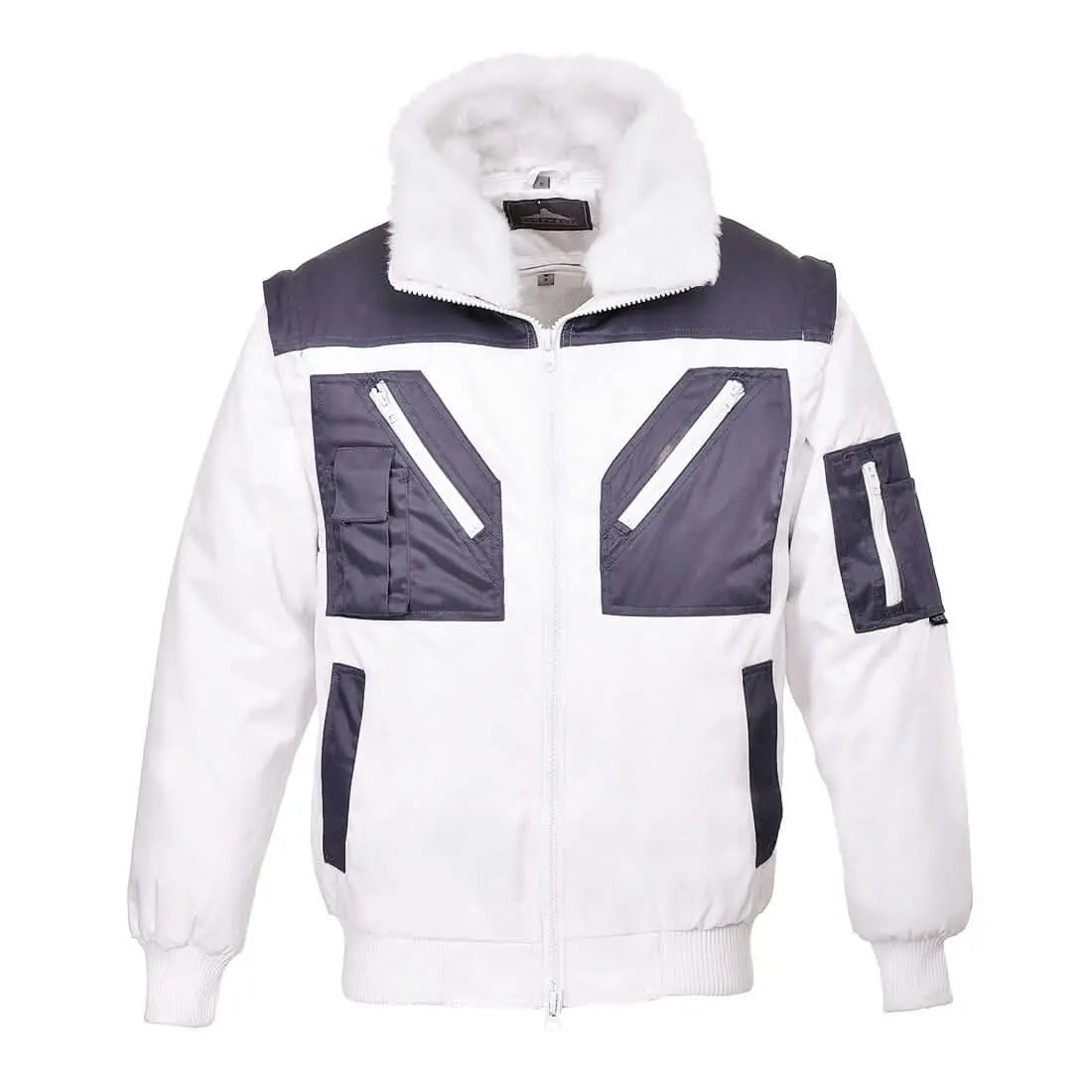 Two Tone Pilot Jacket Pj20 - White - Customisable Insulated Jackets