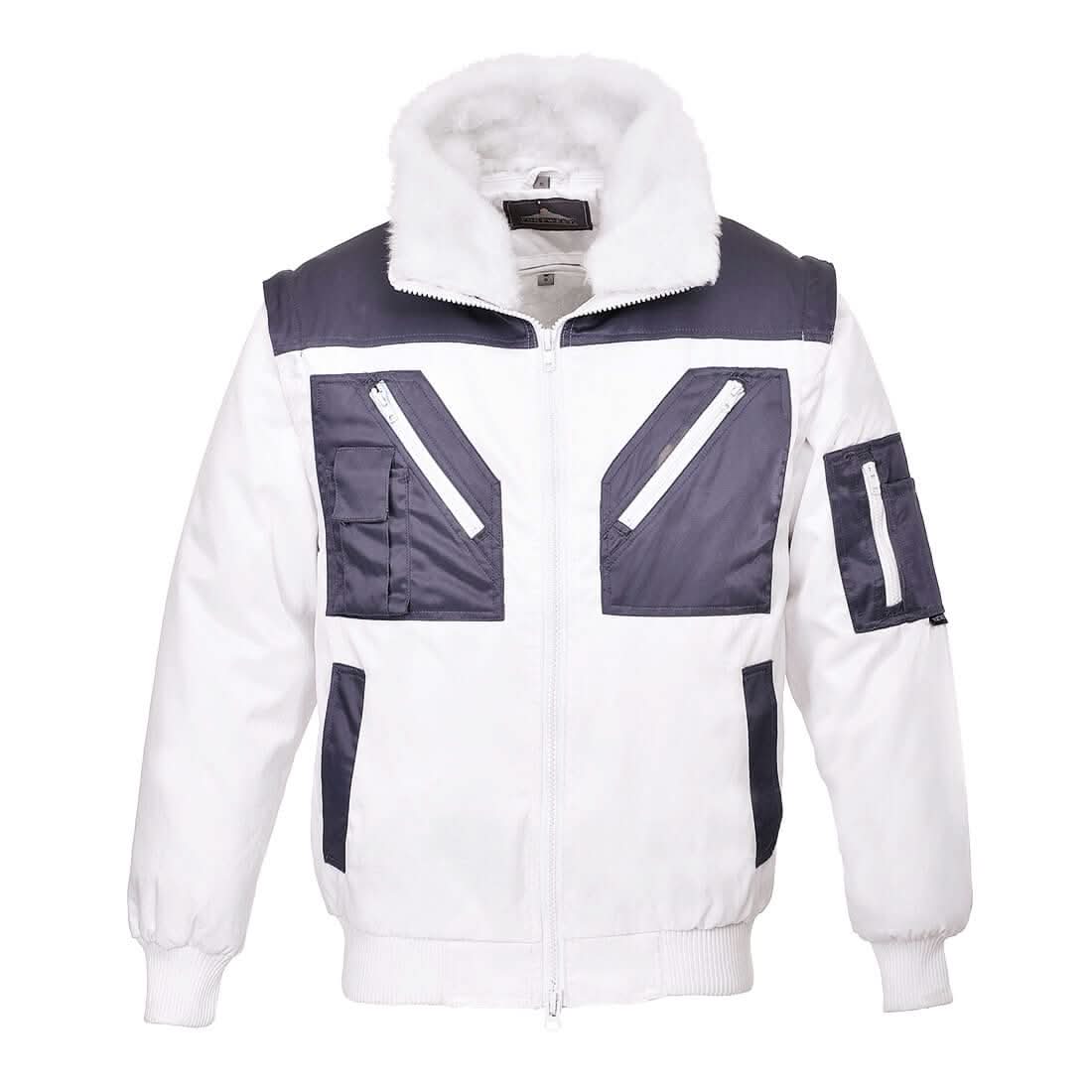 Portwest Two Tone Pilot Jacket PJ20 - White - Customisable Jacket