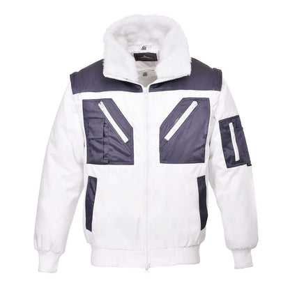 Portwest Two Tone Pilot Jacket PJ20 - White - Customisable Jacket