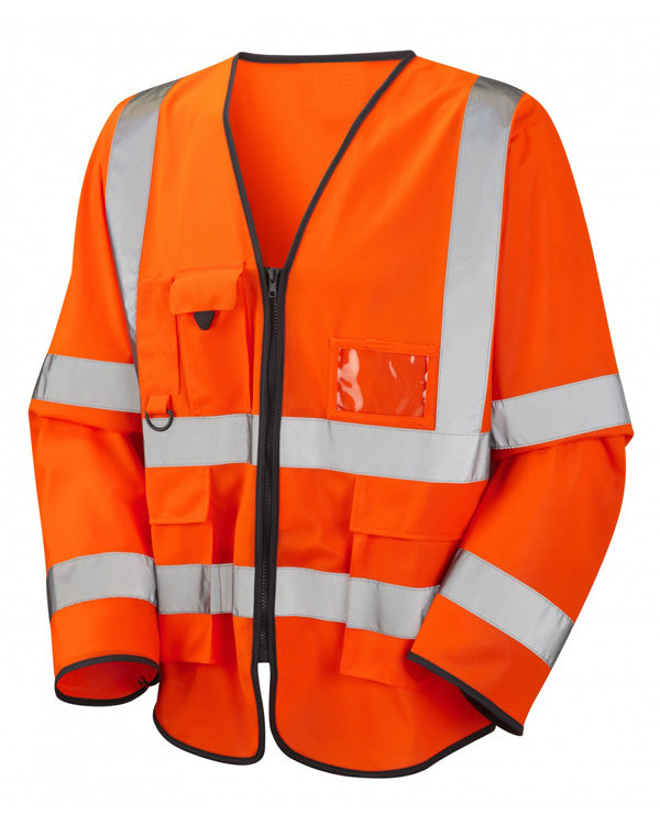 Beeswift Hi Vis Long Sleeve Executive Id Jerkin - Orange - Customisable Jerkins