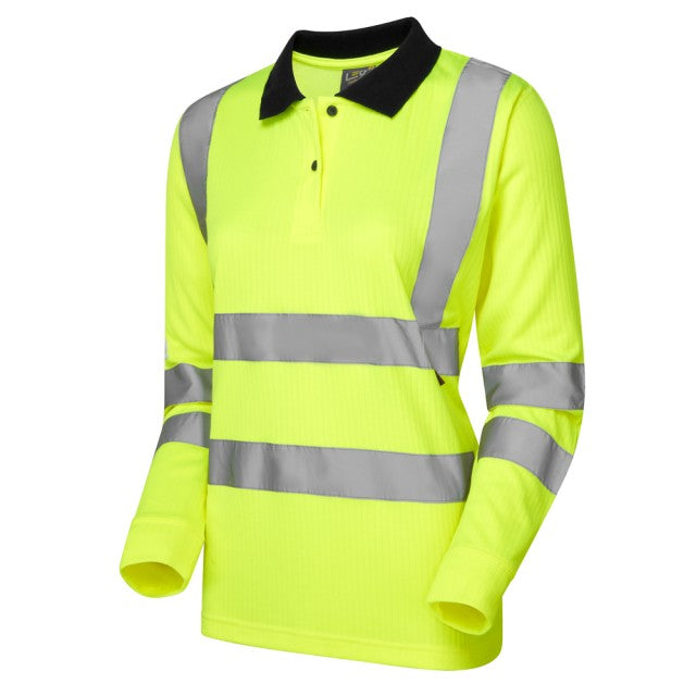 EcoViz Comfort Womens Sleeved Orange Polo Shirt Beaford PL05 - HV YELLOW - Customisable Hi-Vis Polo Shirts