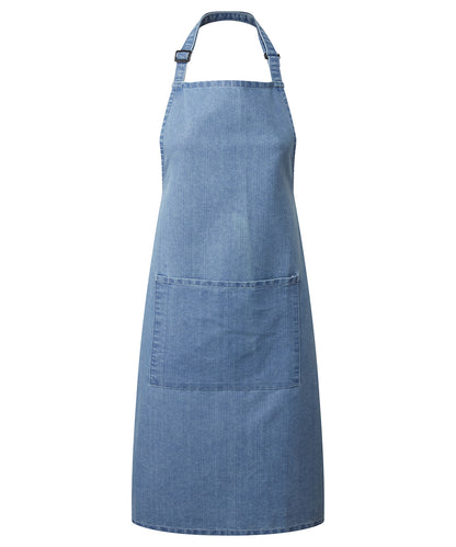 12 x Popular Bib Aprons with Pocket + Free Logo - Blue Denim One size - Customisable Bundle