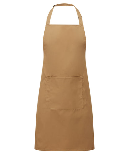 12 x Popular Bib Aprons with Pocket + Free Logo - Camel One size - Customisable Bundle