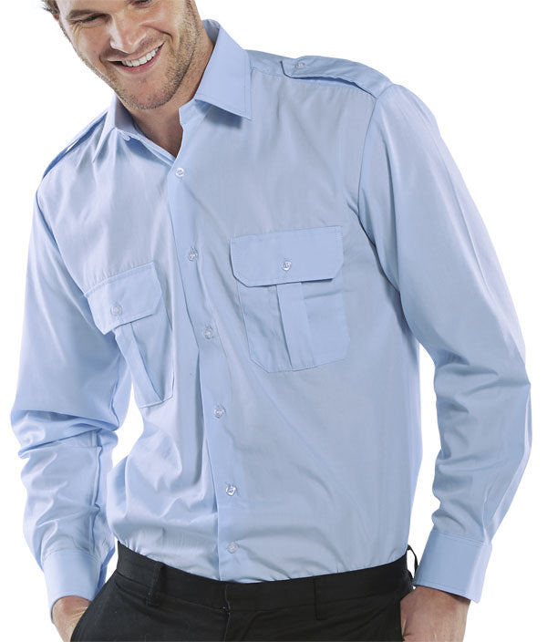 Beeswift Pilot Shirt Long Sleeve - Sky Blue - Customisable Shirts