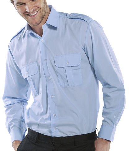 Beeswift Pilot Shirt Long Sleeve - Sky Blue - Customisable Shirts