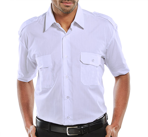 Beeswift Pilot Shirt Short Sleeve - White - Customisable Shirts