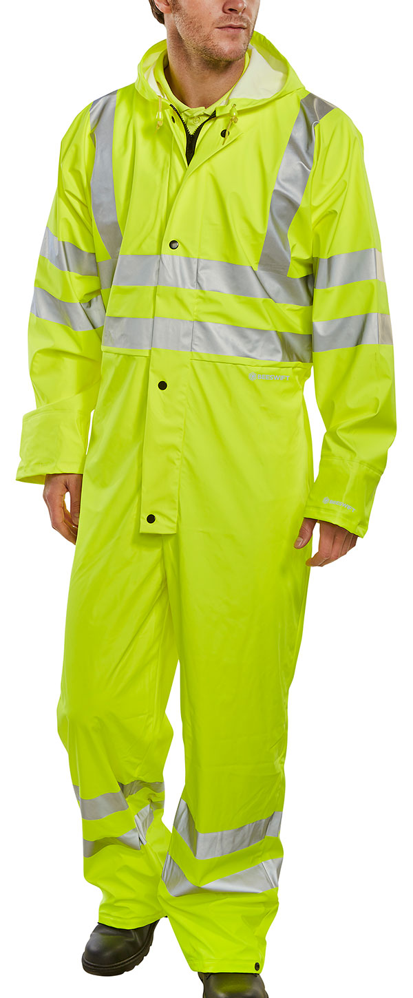 Beeswift Hi Vis Pu Breathable Coverall - Saturn Yellow - Customisable Coveralls