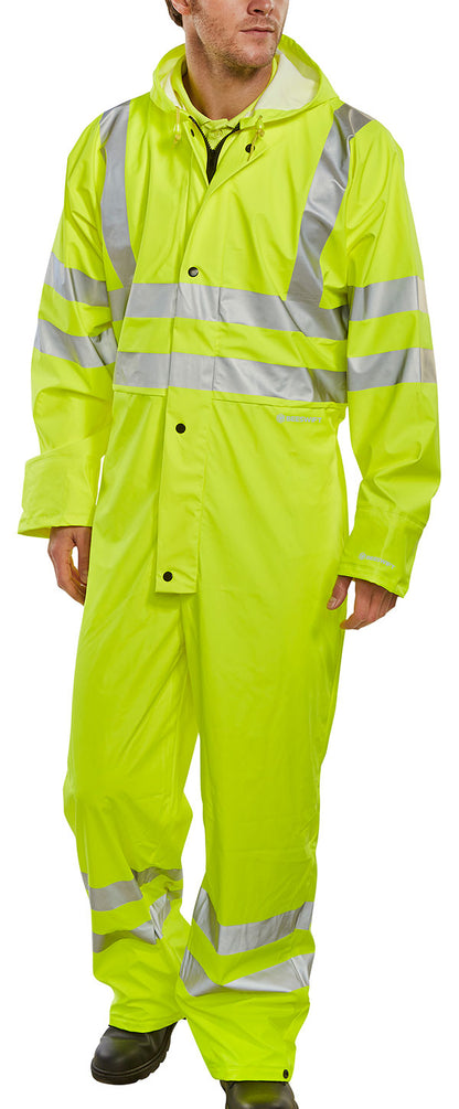 Beeswift Hi Vis Pu Breathable Coverall - Saturn Yellow - Customisable Coveralls