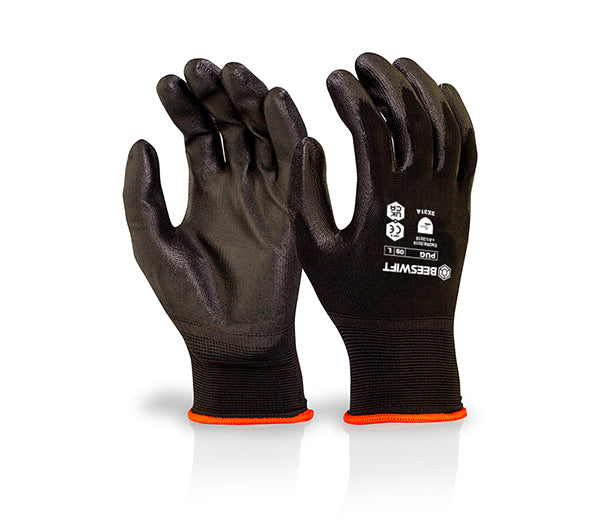 Beeswift Pu Coated Gloves - Black - Customisable Polyurethane