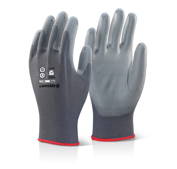 Beeswift Pu Coated Gloves - Grey - Customisable Polyurethane