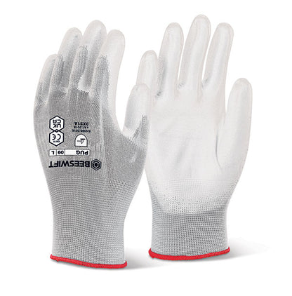 Beeswift Pu Coated Gloves - White - Customisable Polyurethane