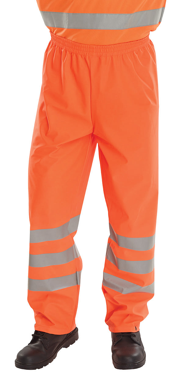 Beeswift Hi Vis Pu Overtrousers - Orange - Customisable Trousers