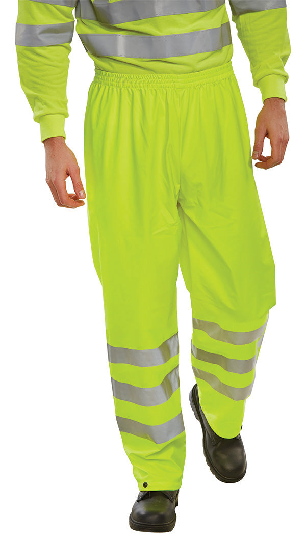Beeswift Hi Vis Pu Overtrousers - Saturn Yellow - Customisable Trousers