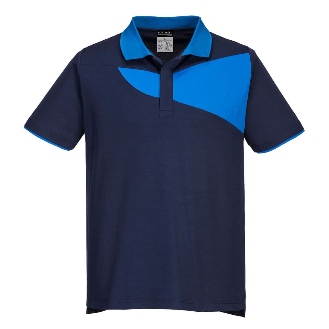 Portwest Pw2 Cotton Comfort Polo Shirt SS PW210 - Navy Royal - Customisable Polos