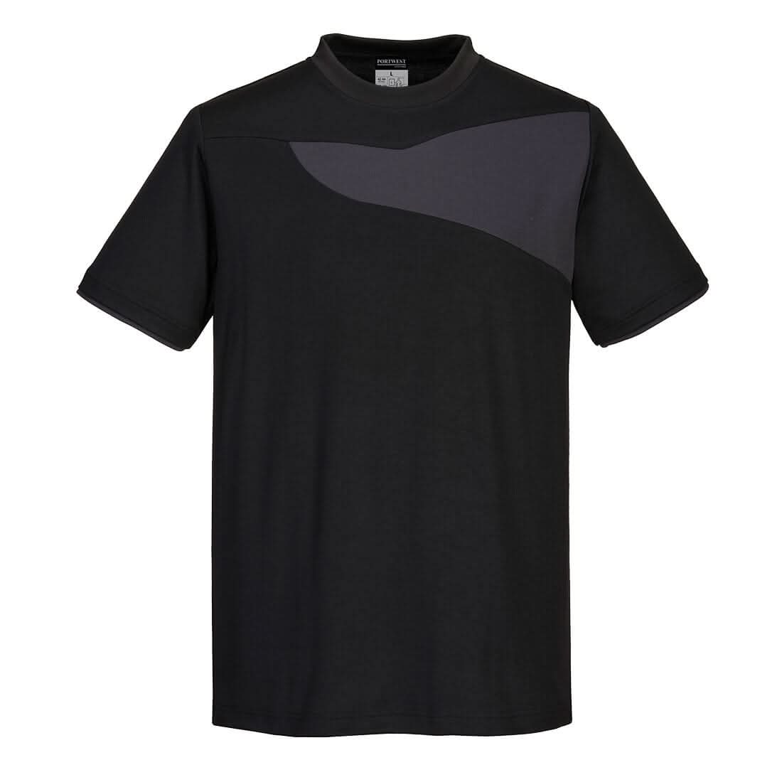 Portwest Pw2 Cotton Comfort T Shirt SS PW211 - Black Zoom Grey - Customisable T-Shirts