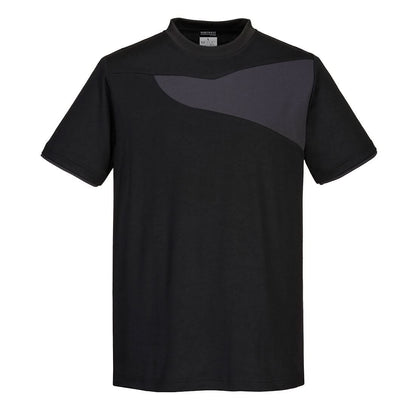 Portwest Pw2 Cotton Comfort T Shirt SS PW211 - Black Zoom Grey - Customisable T-Shirts
