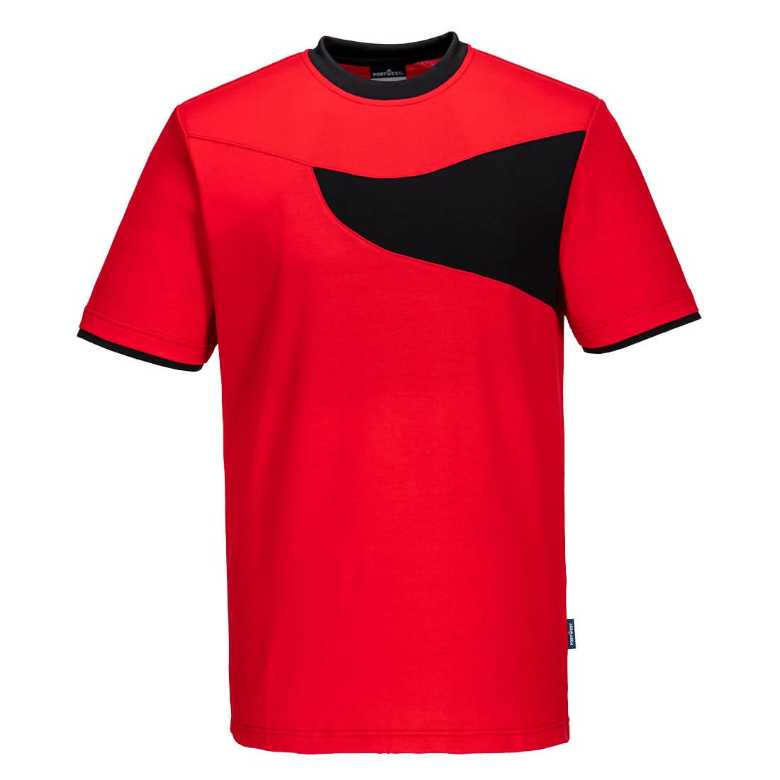 Portwest Pw2 Cotton Comfort T Shirt SS PW211 - Red Black - Customisable T-Shirts