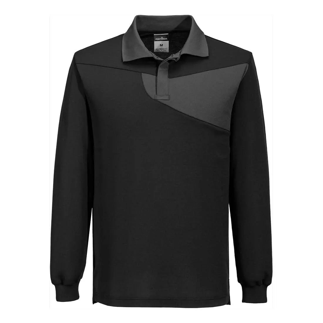 Pw2 Cotton Comfort Polo Shirt L/S Pw218 - Black Zoom Grey - Customisable