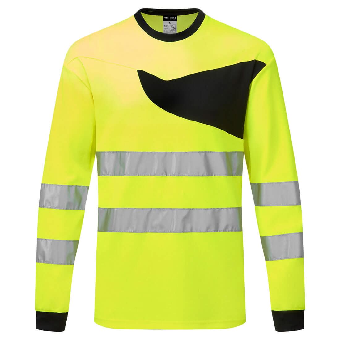 Portwest Pw2 Hi Vis T Shirt LS PW221 - Yellow Black - Customisable Hi-Vis T-Shirts