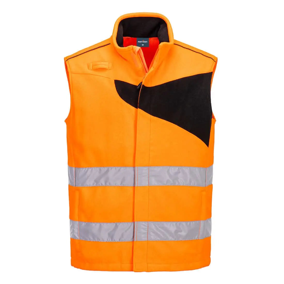 Pw2 Hi Vis Fleece Bodywarmer - Orange Black - Customisable Clothing