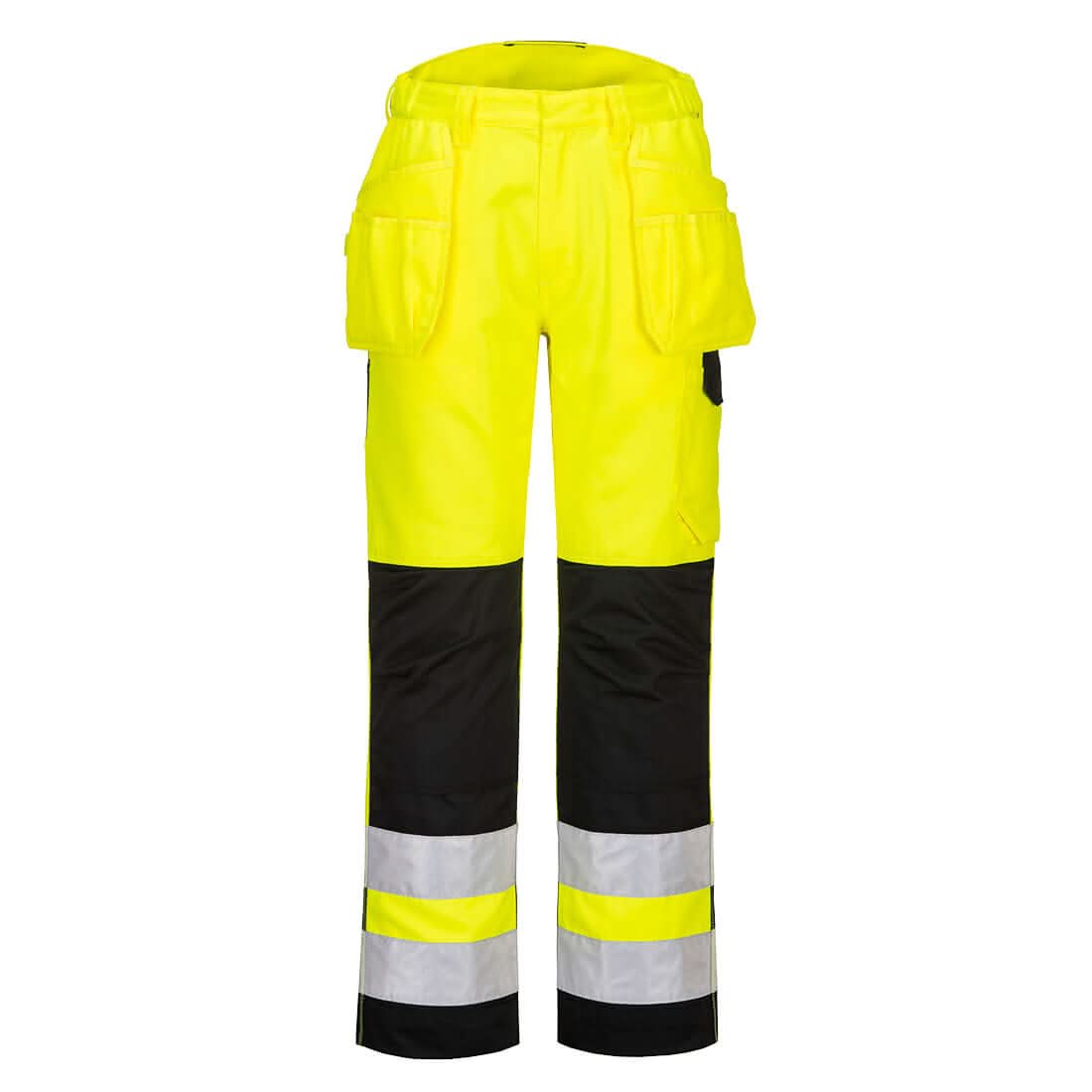 Portwest Pw2 Hi Vis Holster Pocket Trousers PW242 - Yellow Black - Customisable Hi-Vis Trousers