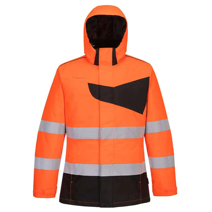 Hi Vis Winter Jacket Pw261 - Orange Black - Customisable Insulated Jackets