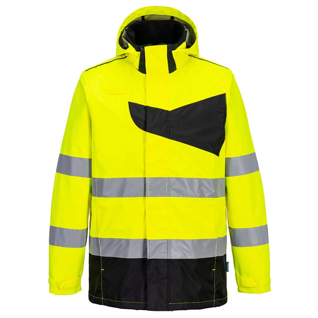 Portwest Pw2 Hi Vis Rain Jacket PW265 - Yellow Black - Customisable Jackets
