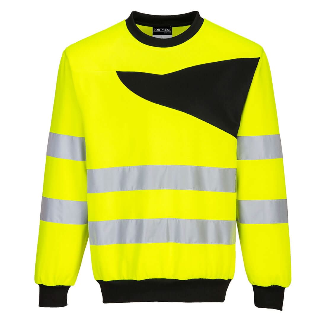 Portwest Pw2 Hi Vis Sweatshirt PW277 - Yellow Black - Customisable Hi-Vis Sweatshirt
