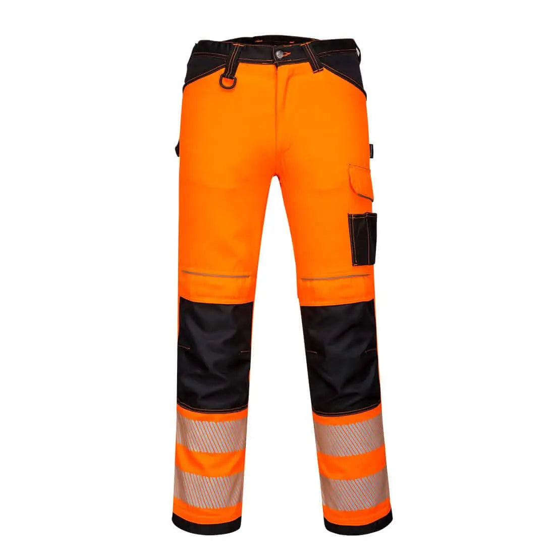 Pw3 Hi Vis Lightweight Stretch Work Trousers Pw303 - Orange Black - Customisable Work Trousers