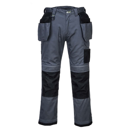 Portwest Pw3 Stretch Holster Work Trousers PW305 - Zoom Grey Black - Customisable Trousers