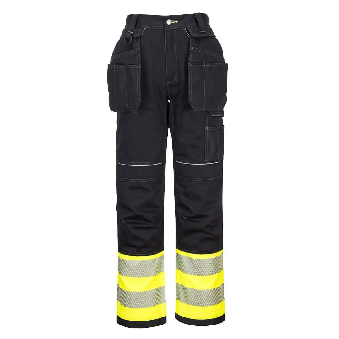 Pw3 Hi Vis Class 1 Holster Pocket Trousers Pw307 - Yellow Black - Customisable Holster Trousers