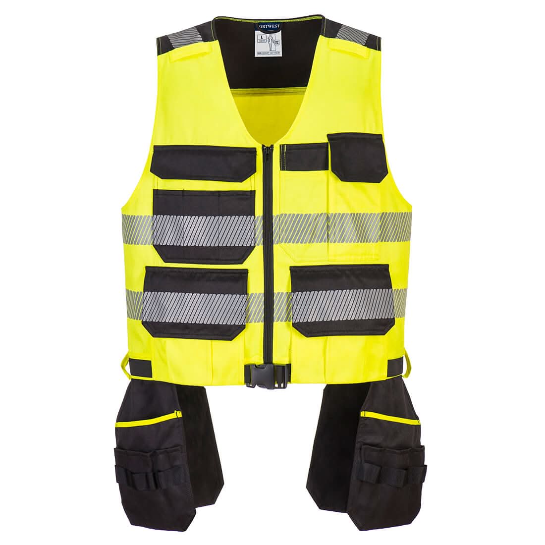 Portwest Pw3 Hi Vis Class 1 Tool Vest PW308 - Yellow Black - Customisable HV Vest